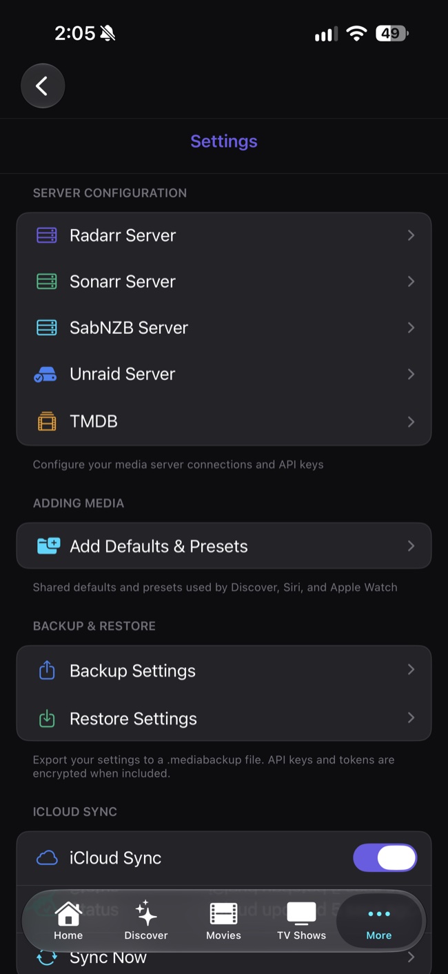 Dragon Media Manager settings screen